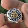 Fashion Punk Mens Gold and Silver Color Viking Stainless Steel Biker Rings Vikings Triangle Odin Nordic Jewelry Size 7-14