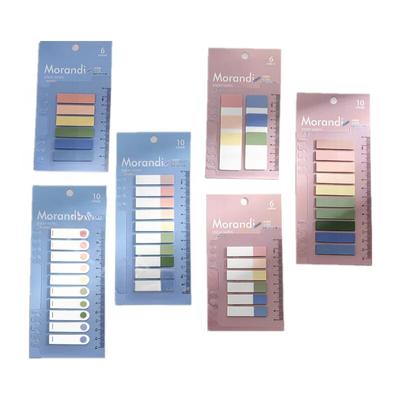 Etichetta adesiva trasparente con etichetta indice adesiva con righello, mini blocco note, etichetta segnapagina per taccuino a colori Morandi
