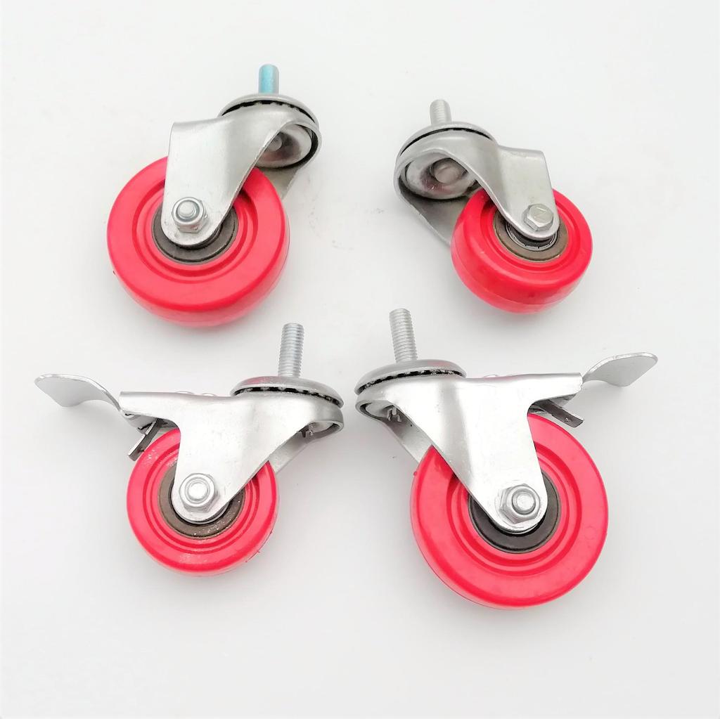Red PVC Medium Duty Universal Swivel Caster with Brake