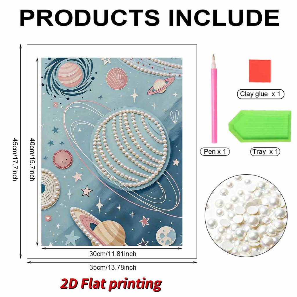 DIY Pearl Painting Set Planet Pattern Home Decoration Handmade Sticky Diamond Creative Canvas Pearl Art Painting Crafts Perfect Gift