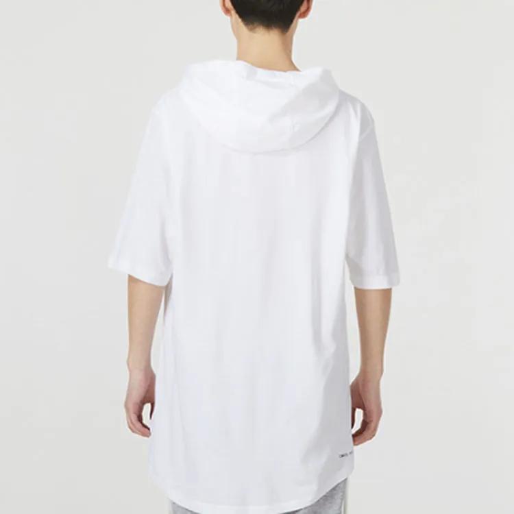 Jordan T Shirts Men's White Hooded Non Detachable Moderate Straight Fit (Unisex) T-Shirts DA9872 100