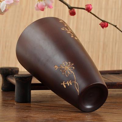 2 x Wooden Pure Handmade Craft Coffee Tea Mugs Drinking Cups For Home Office