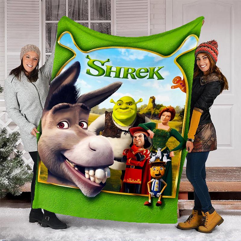 1pc Shrek3 Theme Blanket - Digital Print, Polyester, Cozy for All Seasons, Perfect for Outdoor, Camping, and Travel