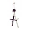 1Pcs Purple Zircon Dangle Belly Button Rings Stainless Steel Heart Butterfly Navel Piercing Long Drop Pendant Belly Ring Jewelry