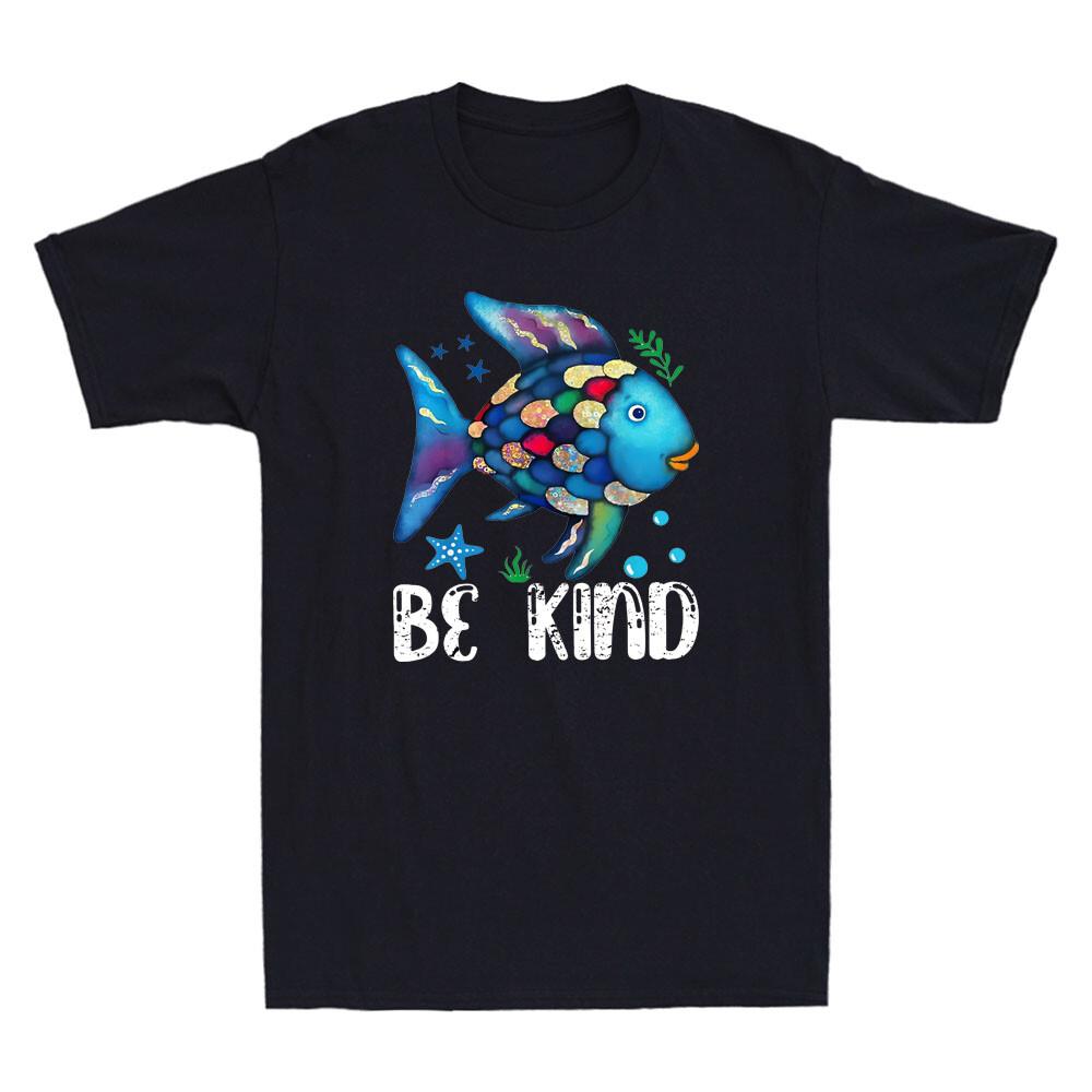 Be Kind Rainbow Fish Teacher Life Funny Graphic Retro Men s Short Sleeve T-Shirt XXXXL