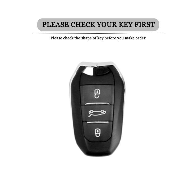 Styling Mouldings Zine Alloy Leather Car Key Case Shell Cover For Peugeot 308 408 508 2008 3008 4008 5008 Citroen C4L C6 C3-XR P