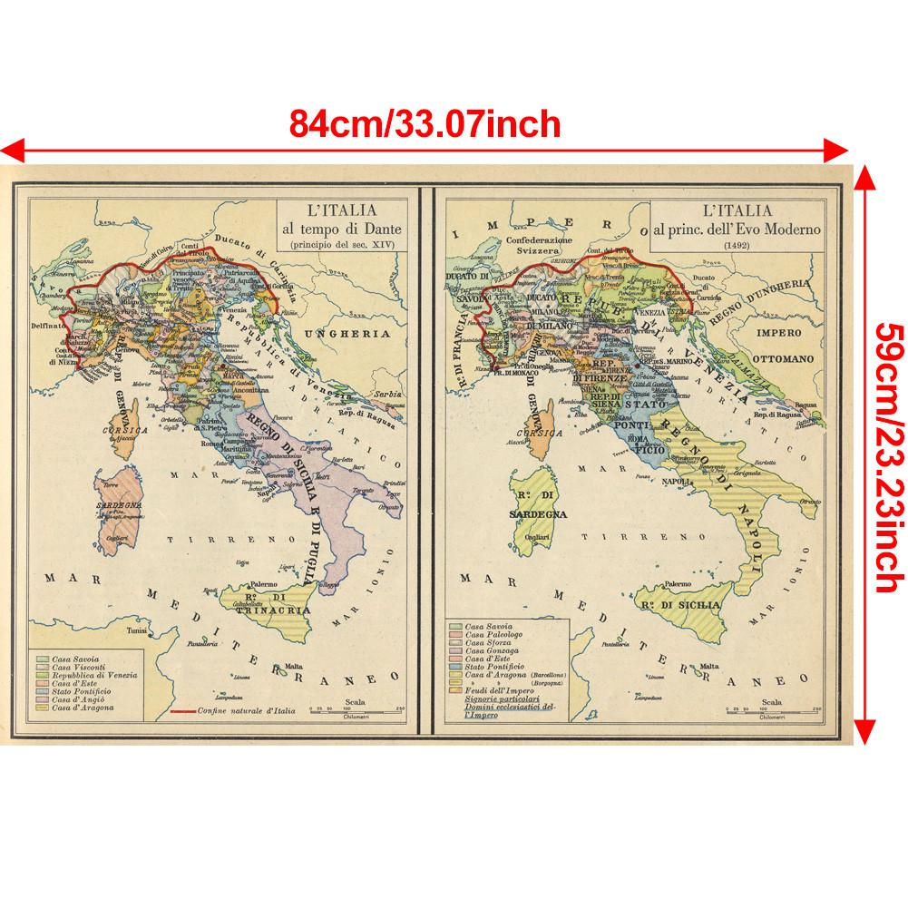 Fundal Harta Italiană-Harta Italiei Vintage,Decor de Perete Decor Acasă,Studiu,Instrumente Geografice,Instrumente Turism/educație