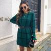 New Fall Winter Women Loose Knitted Long Sleeve Sweater Dress Plaid Contrast Color Bottoming Sizes S to L
