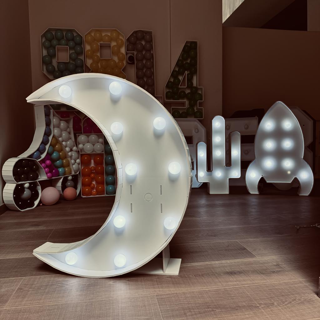 1PC 64cm Lighting Moon 3D KT Board Lovly Model Decoration Suitable for Baby Shower,Birthday Parties, Anniversary DIY Gifts