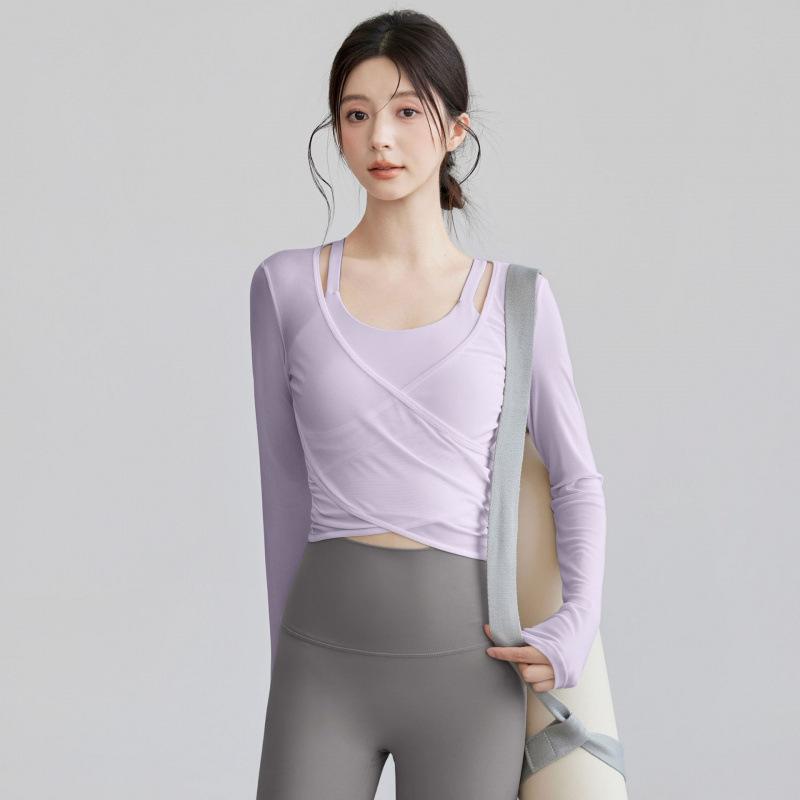Premium Yoga Suit Women's Sports Top Skinny Long Sleeves Skinny Running Training Pilates Fitness Suit Spring