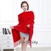 Women's Cashmere Wool Over Size Scarf With Rabbit Fur Ball Collar Winter Rabbit Fur Infinity Scarves Neck Fur Collar Hand Knit