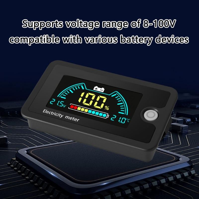 Motorcycle Quick Connection Battery Monitor Realtime Charge Display Weatherproof Construction for 8-100V Power Equipment