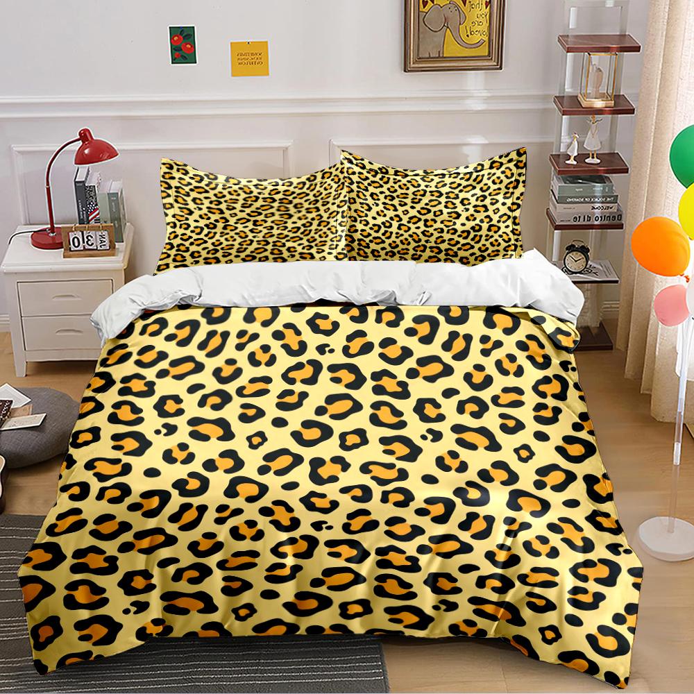 Leopard Print Bedding Set - 3 Pieces Bedding Set (1 Duvet Cover, 2 Pillowcases, Duvet Not Included)