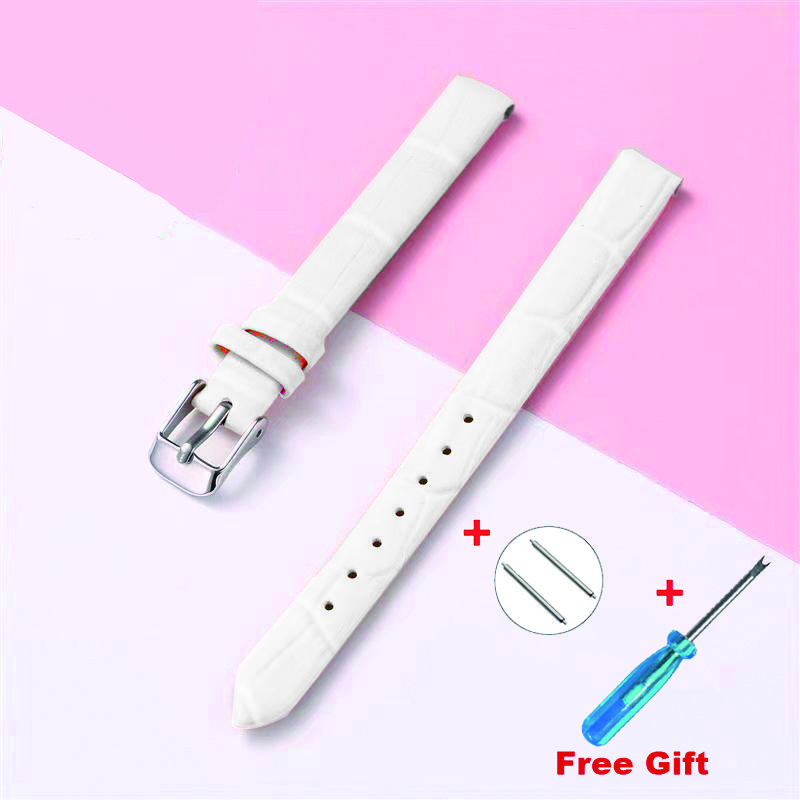 Leather Wath Strap 8mm 10mm 12mm 14mm 16mm 18mm 20mm Strap Genuine Leather Watch Bracelet Rose Gold Buckle with Tool