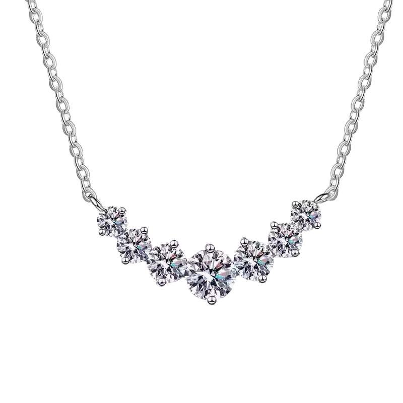 Smile zircon necklace women's fashion high sense seven-star flash diamond imitation moissanite pendant temperament collarbone chain