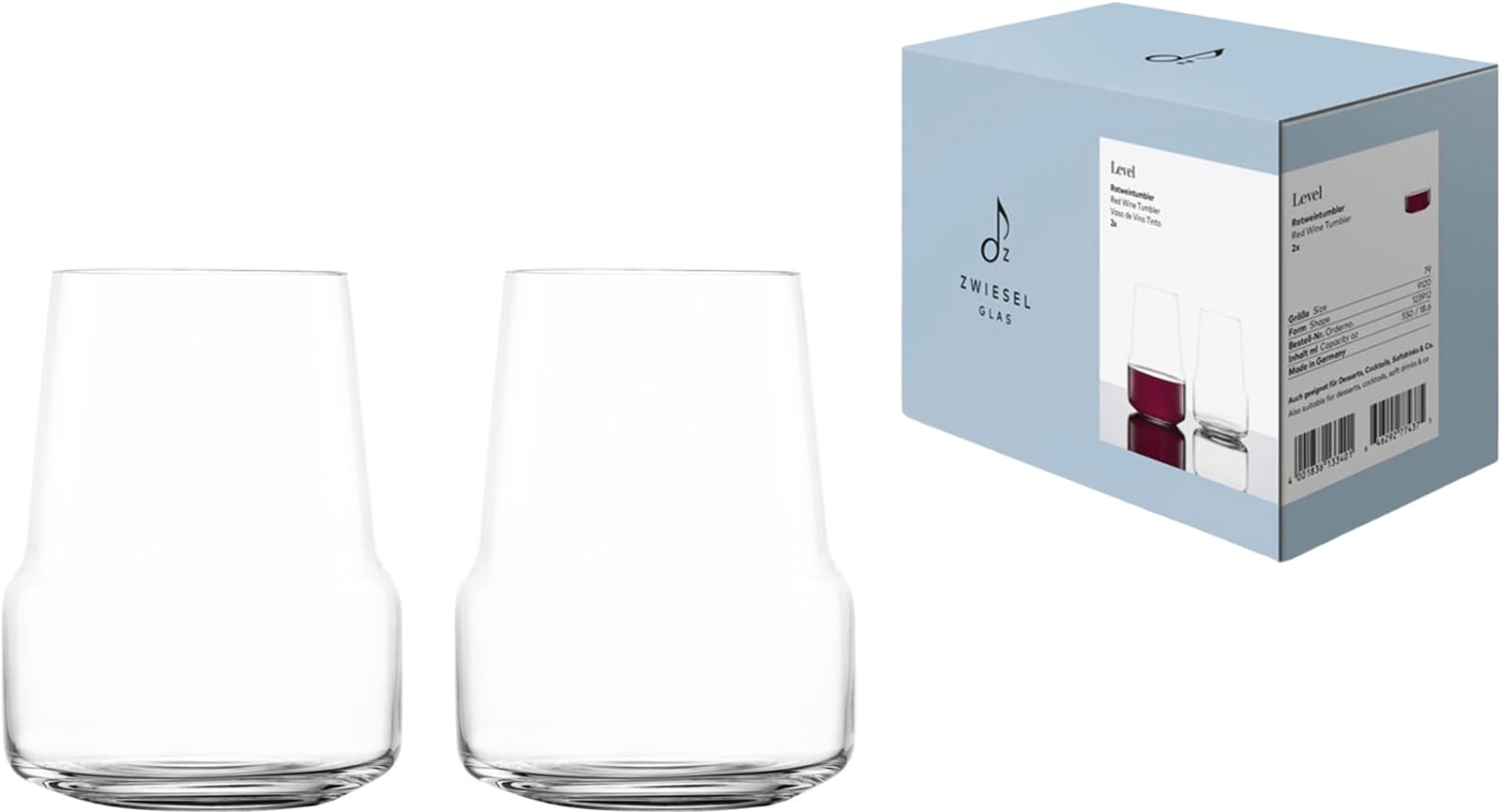 

ZWIESEL GLAS Level Red Wine Tumblers, Machine-Made, Pair (m123912)