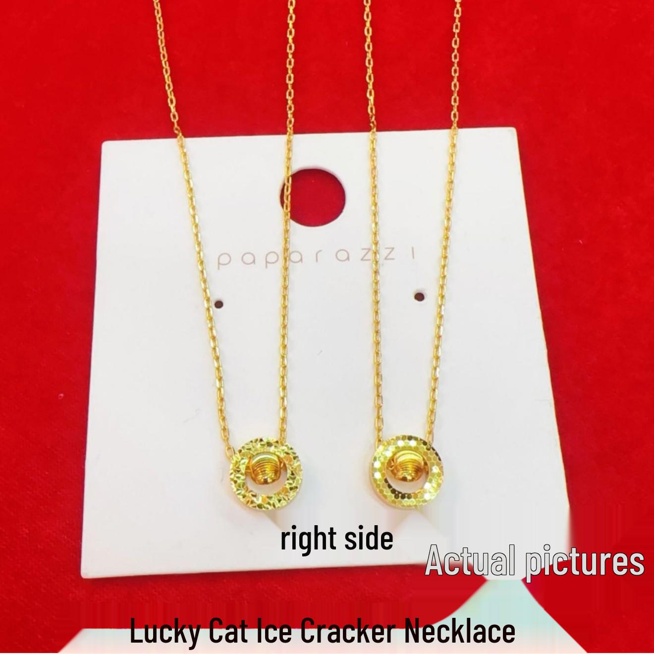 

2025 Trendy Women s Lucky Cat Eye Necklace with Crushed Ice Beads and Clavicle Chain