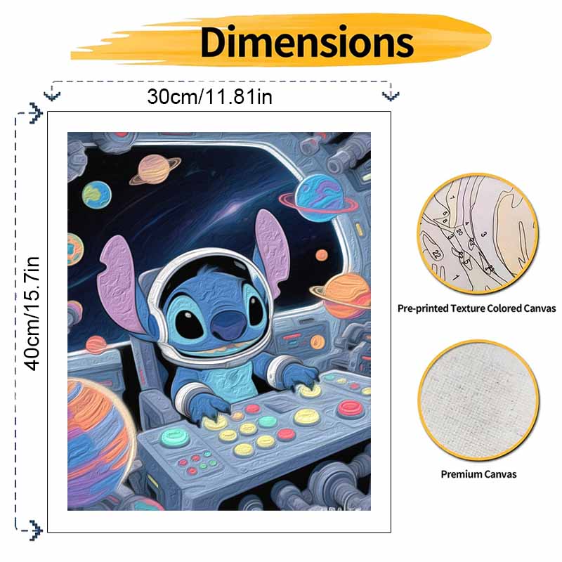 Disney Stitch Space Astronaut Digital Oil Painting Art Kit Handmade Coloring Painting Home Decor