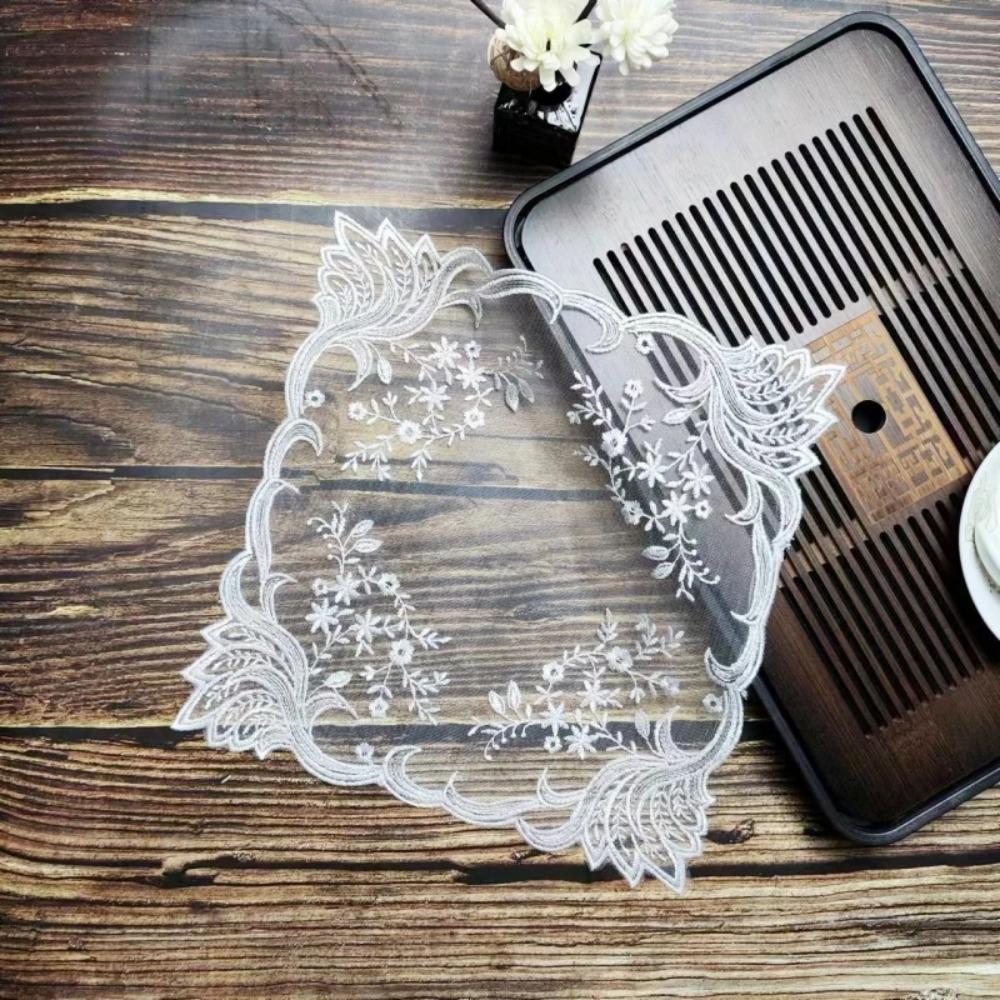 Lace Table Placemat Square Coaster Antique European Embroidery Table Mat  Bar