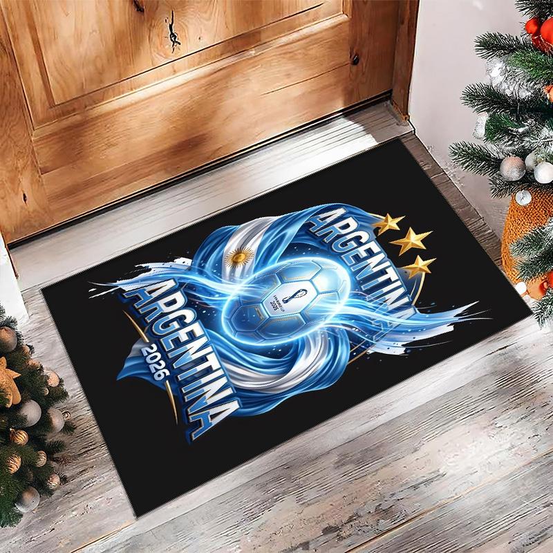 Tappeto in Flanella Stampato Squadra Nazionale di Calcio Argentina Antiscivolo Morbido Poliestere Tappeto per Pavimento Tappetino Decorativo per Interni per Camera da Letto Soggiorno Divano
