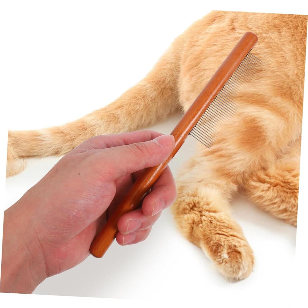 Pet Hair Removal Comb, Wooden Handle, Metal Teeth, Narrow Design, For Cats And Dogs, Long And Short Hair