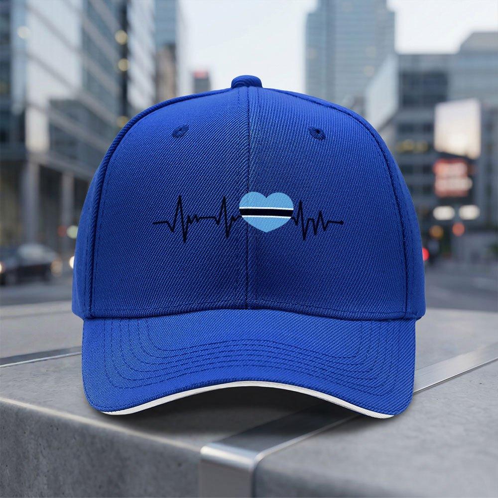 Heartbeat I Love Botswana Heart Flag Adjustable Baseball Cap