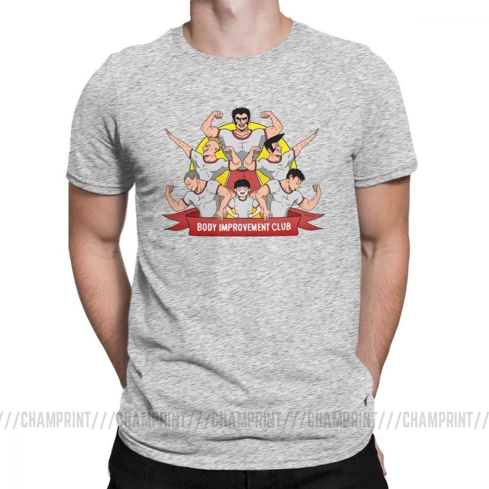 Herren S T-Shirt Mob Psycho 100 Körperverbesserungsclub Humor 100% Baumwolle T-Shirts Kurzarm