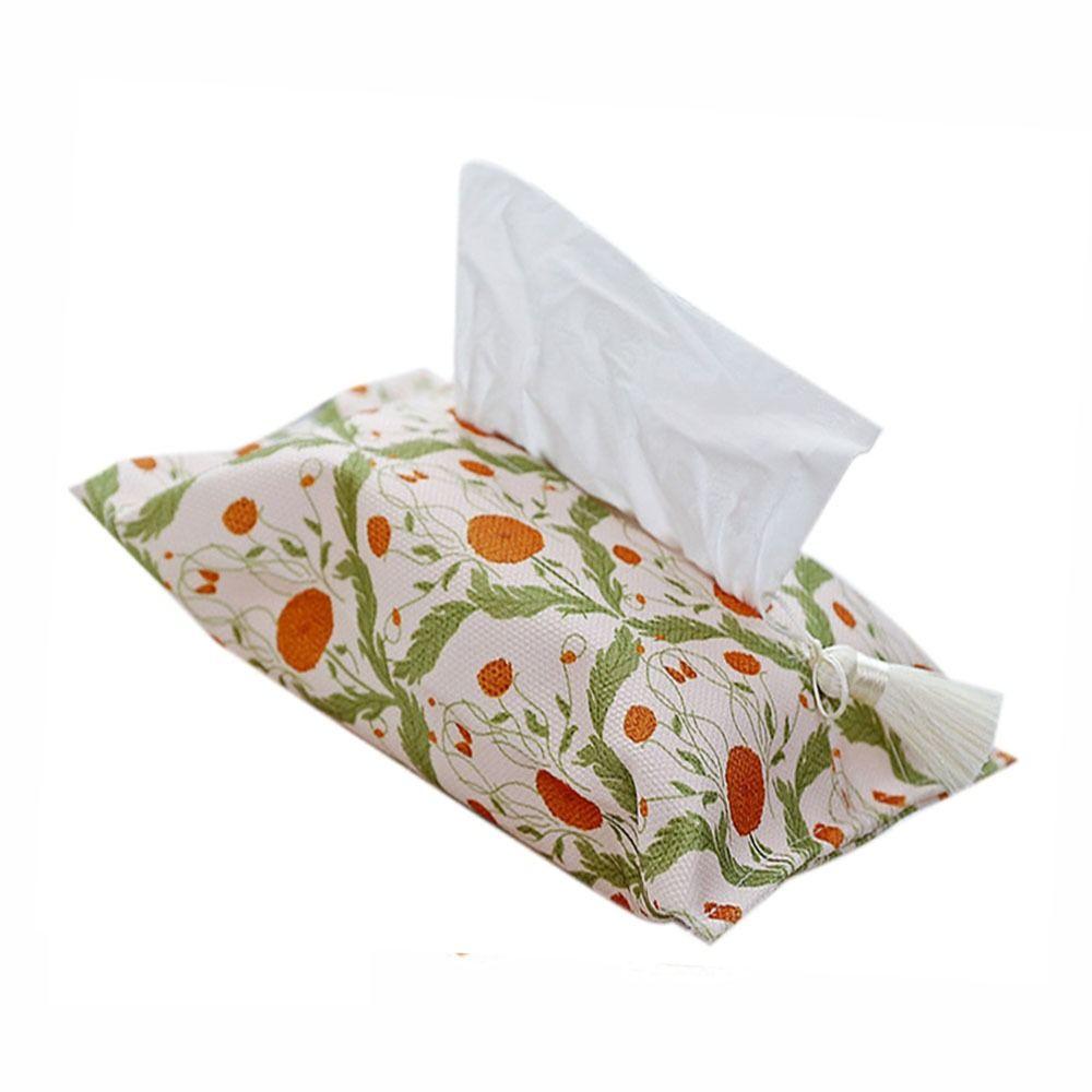 Retro 18x24cm Short Plush Tissue Bag American Floral Tissue Box Holder Decorative Reusable Napkin Paper Box Bathroom