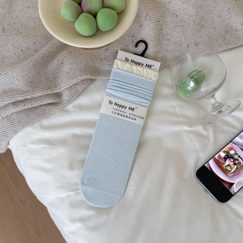 Sock - Summer Lightweight Multi-color Embroidered Flannel Mid-Calf Socks Trendy Stackable Socks Without Bones