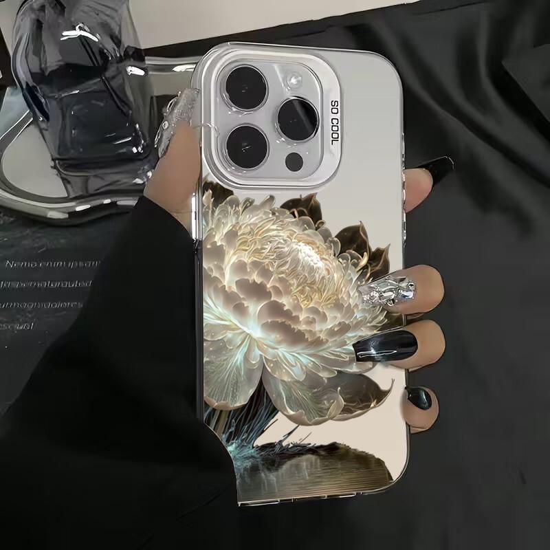 Luxury Lotus Flower Electroplate Silver IMD Case For  Poco F5 X5 X6 Pro Mi 14 13 12 12T 13T Pro 11 Lite 5G NE Back Cover