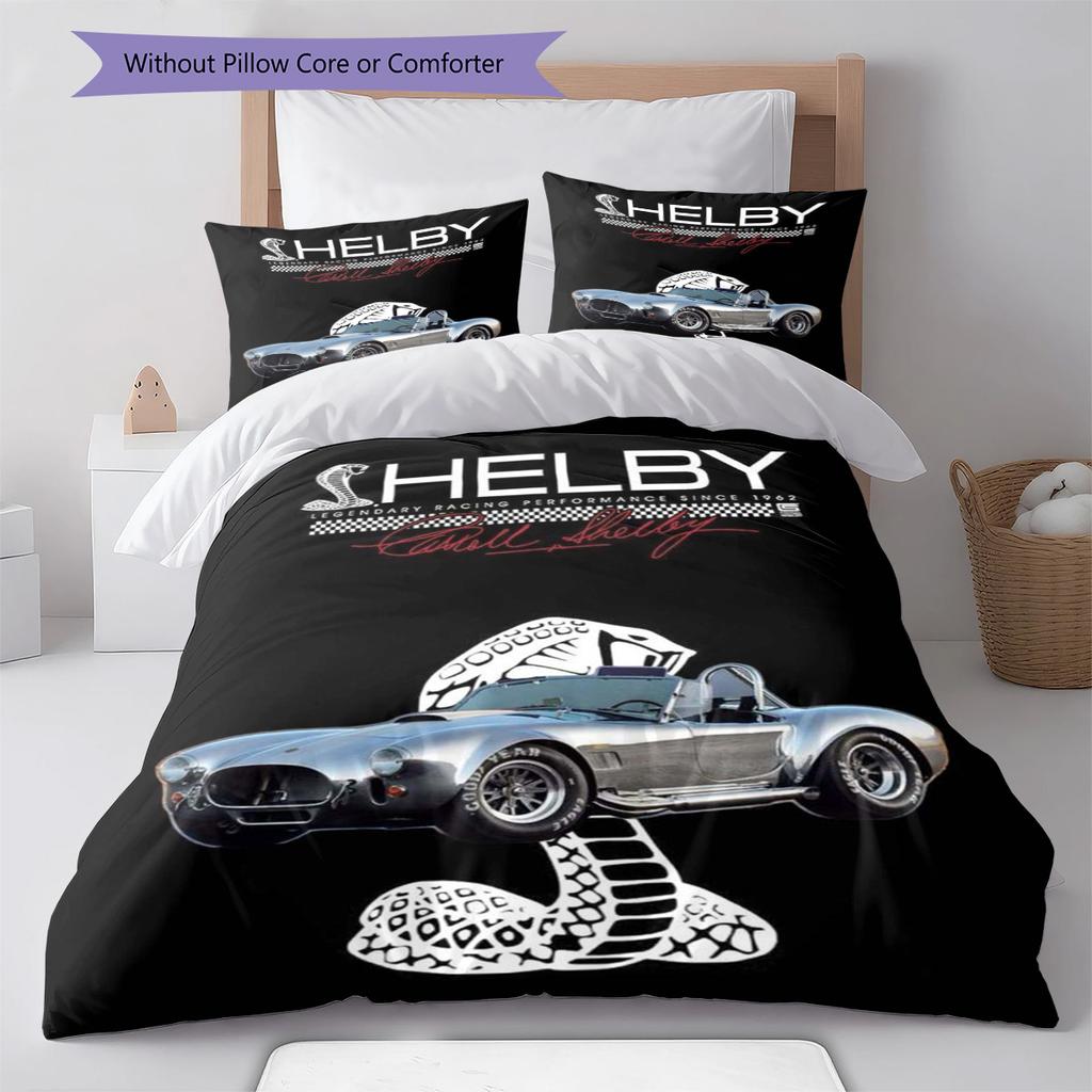 Shelby Racing Pattern Bedding Set Quilt Cover Pillowcase Home Decor Gift (1 * duvet cover + 2 * pillowcase, without core)