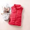 Women's Lightweight Down Vest, Korean Style, Stand-Up Collar, Slim-Fit, Sleeveless Jacket for Autumn and Winter.