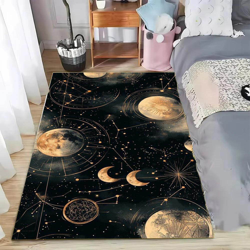12 Constellation Carpet Starry Sky Galaxy Printed Carpet Sun Moon Pattern Entrance Door Mat Living Room Bedroom Decoration Rug