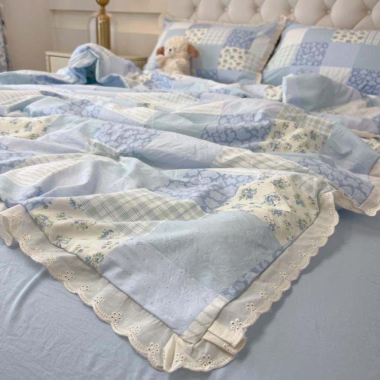 Lace Lace Bedding Four-piece Set Soft Skin-friendly Breathable Washed Sheets Quilt Cover Pillowcase