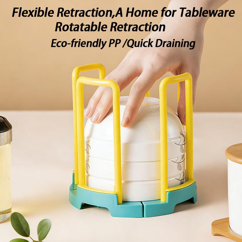 Portable Retractable Bowl Holder Drain Removable Cabinet Dishes Storage Rack Water Cup Kitchen Organizer