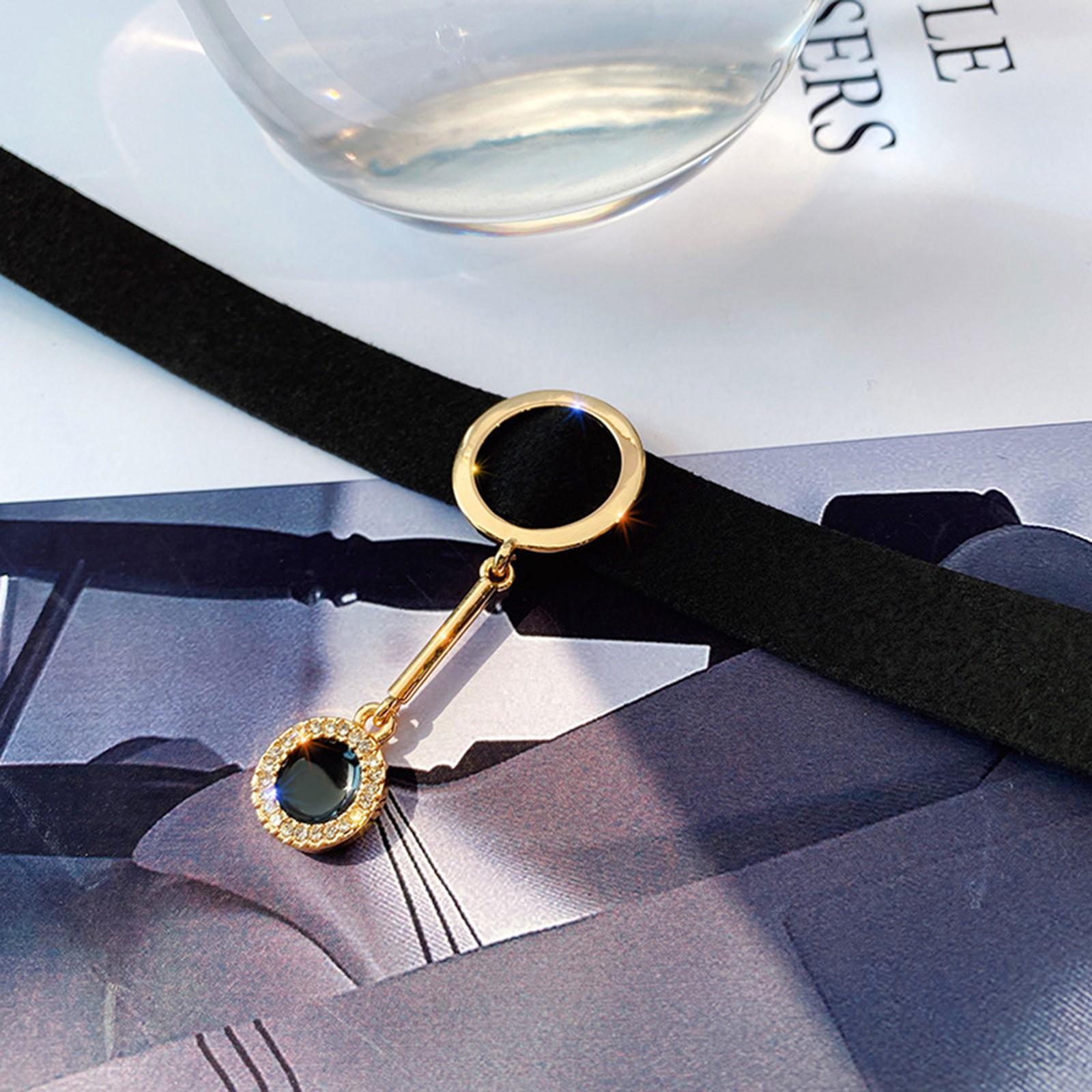 

Короткое женское ожерелье, сексуальная цепочка на ключицу, цепочка на шею и черный широкополый аксессуар на шею One Size