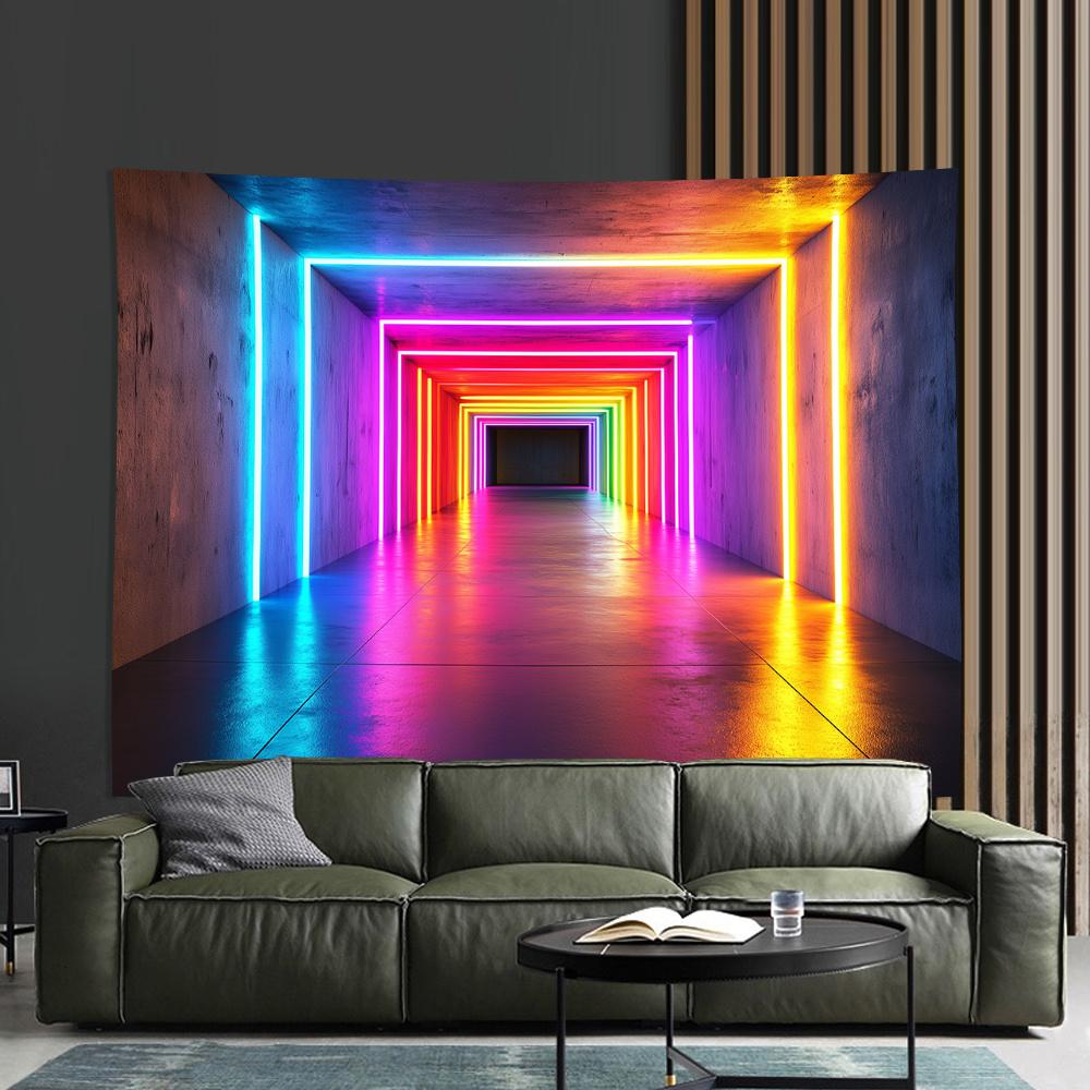 

Neon Tunnel Theme Digital printing polyester wall hanging tapestry decorative Living room bedrooms Office background gift 74x94cm(29x37in)