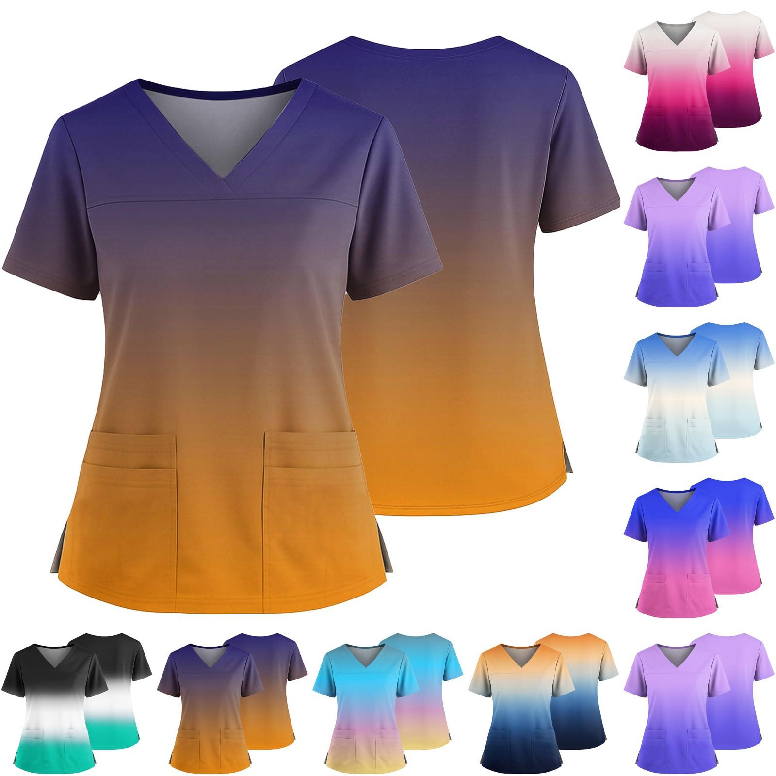 

Women s Casual Printed V-Neck Pocket Side Slit Short Sleeved Top Short Sleeved Top L темно-синього кольору