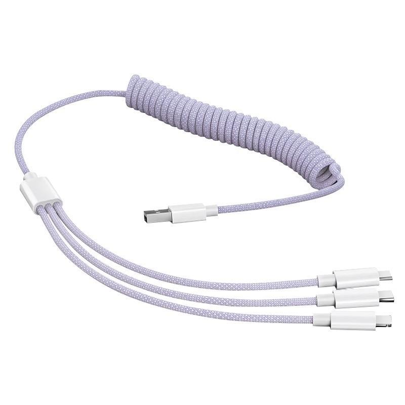 Apple Lightning Micro Usb Type C 100w Fast Charging Data Cable With Extendable Design For Multidevice Use