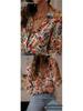 European Summer Casual Women's Long Sleeve Printed Lapel Shirt