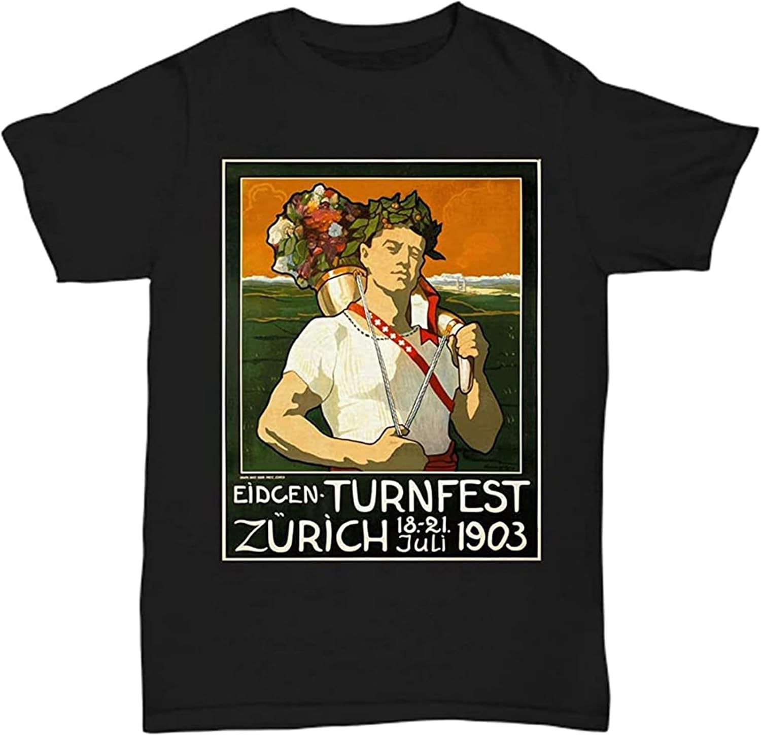 Men s Vintage Poster 1903 Eidgen Turnfest Zurich Switzerland T Shirt 3XL
