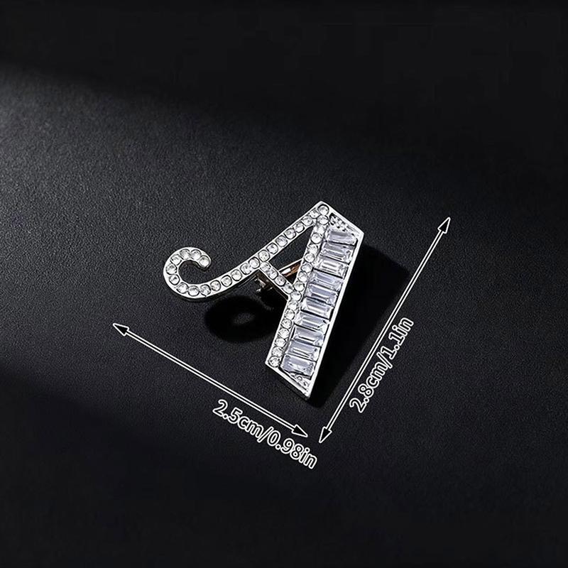 Metal Crystal Brooch Pin 26 English Letter Pins And Brooches Suit Shirt Badge Fashion Jewelry For Men And Women Accessories