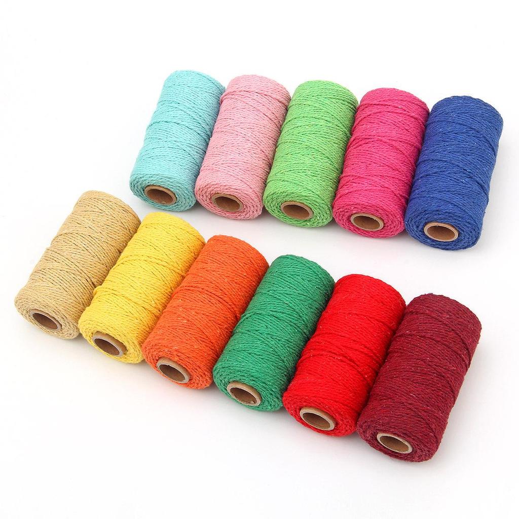 2mm Two-Strand Cotton Rope, 3mm Colored Braided Rope, for Binding, Decoration, and Hanging Tags