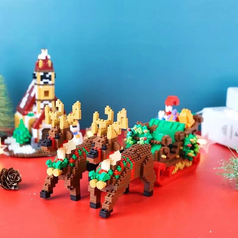 Santa Claus Miniature Small Particle Christmas Day Series Building Blocks Kids Toys Festival Gifts