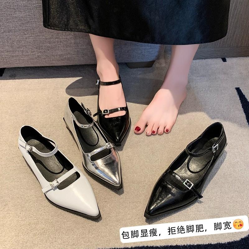 2025 neue Frühling und Herbst süße und coole schwarze kleine Lederschuhe Nische spitz dicker Absatz einzelne Schuhe Retro französische Mary Jane Schuhe Damen