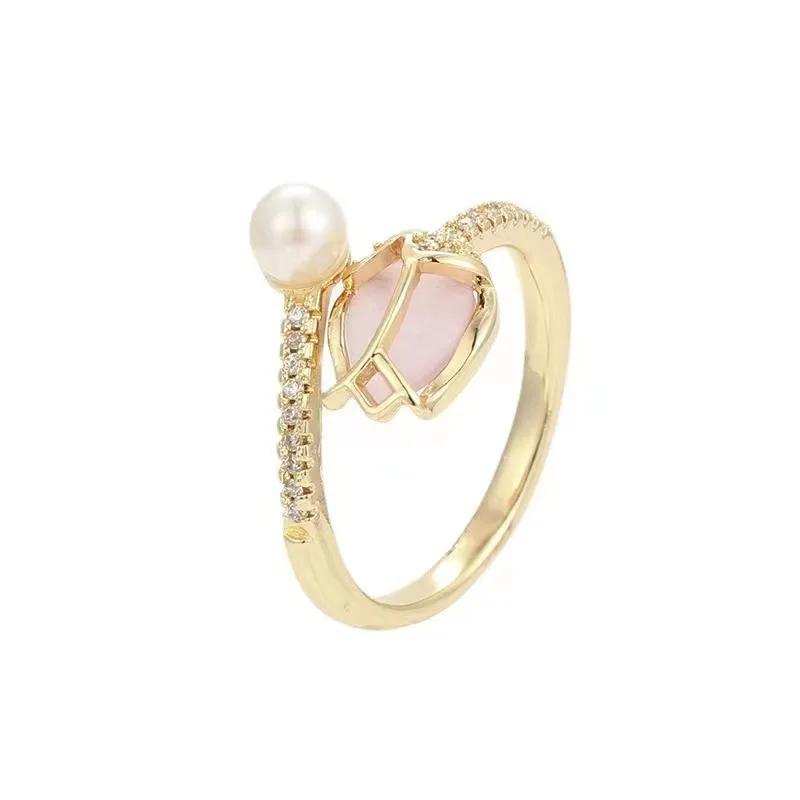 Vintage Enamel Tulip Flower Rings for Women Fashion Simple Sliver Color Adjustable Opening Finger Ring Party Weeding Jewelry