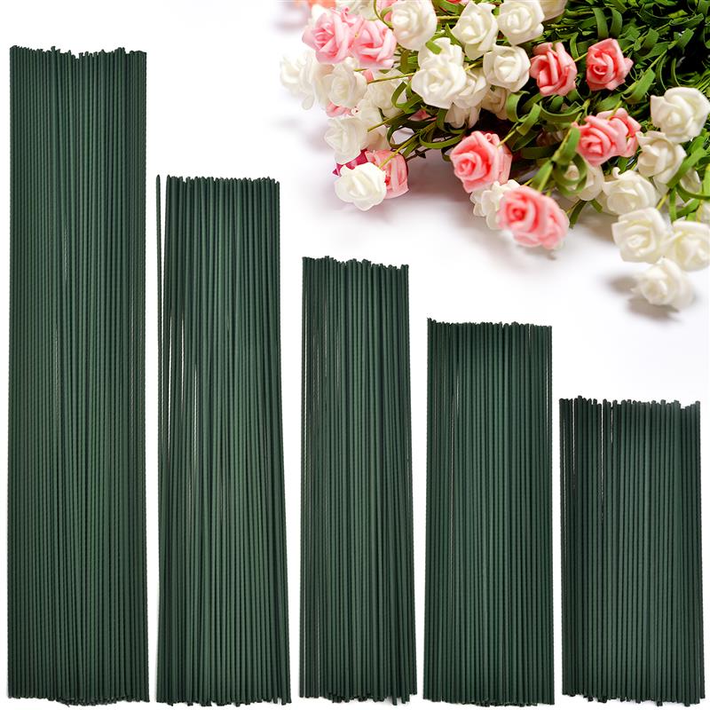 50pcs 15-40cm Artificial Green Flower Stem Sticks With Wire Stem DIY Floral Material Handmade For Wedding Home Decoration