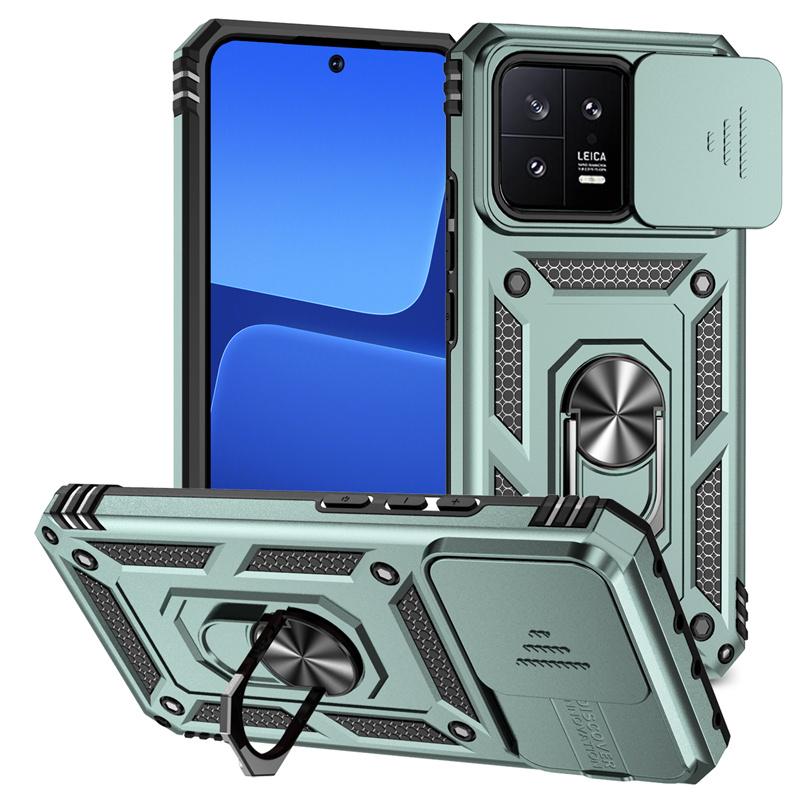 

Чехол-слайдер для Xiaomi 13 5G, защитный чехол для телефона Xiaomi 13 Xiaomi Mi13 Mi 13 Pro 5G с магнитным кольцом-держателем, защитный чехол For Xiaomi 13 темно-зеленого