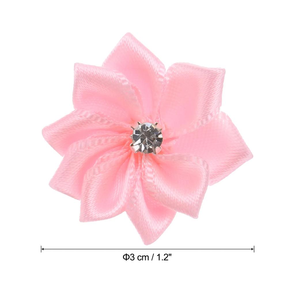50/150 Pcs Small Ribbon Flowers Satin Ribbon Flowers Mini Fabric Flowers for Crafts DIY Wedding Ornament Appliques 1.2 Inch
