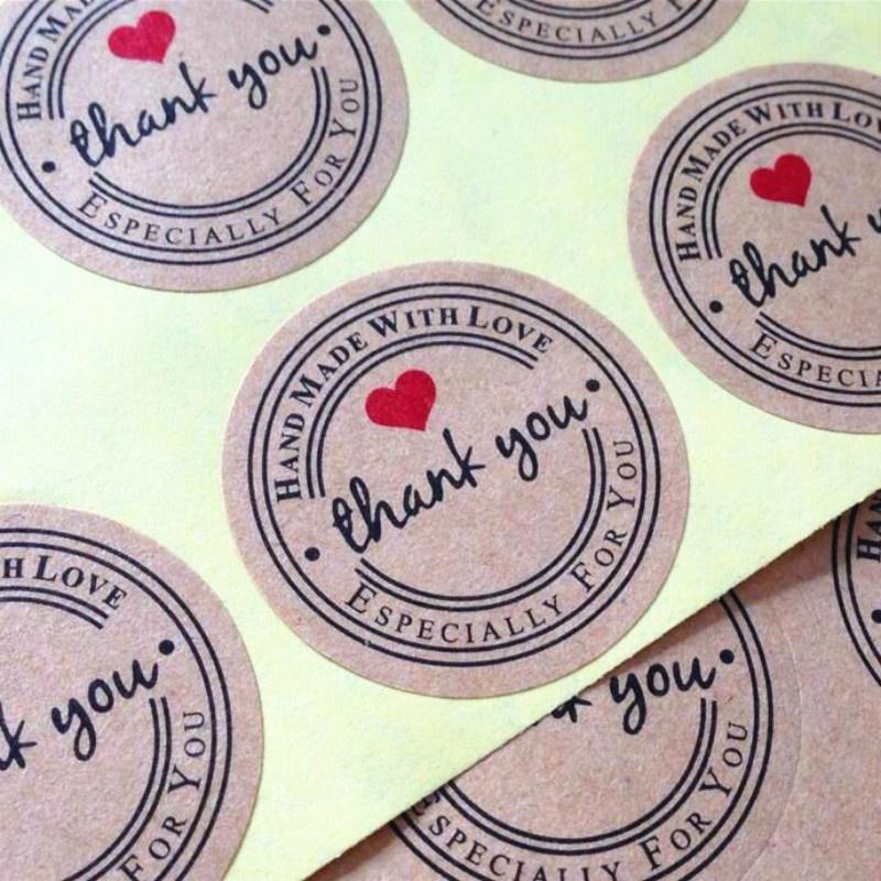 Retro"Thank You" Round Kraft Seal Sticker For Handmade Products Vintage 10 Sheets(120pcs)